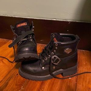 Harley-Davidson black leather motorcycle boots